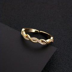 18K Plated Zircon Ring Adjustable Finger Size Jewelry For Men/Women