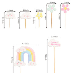 Rainbow Flower Birthday Cake Topper Baking Decoration