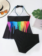  Rainbow Striped Tankini Set