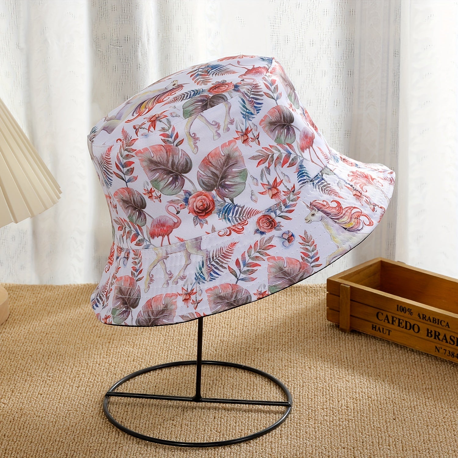 Casual Reversible Bucket Hat Unicorn Print Set Mushroom Hat