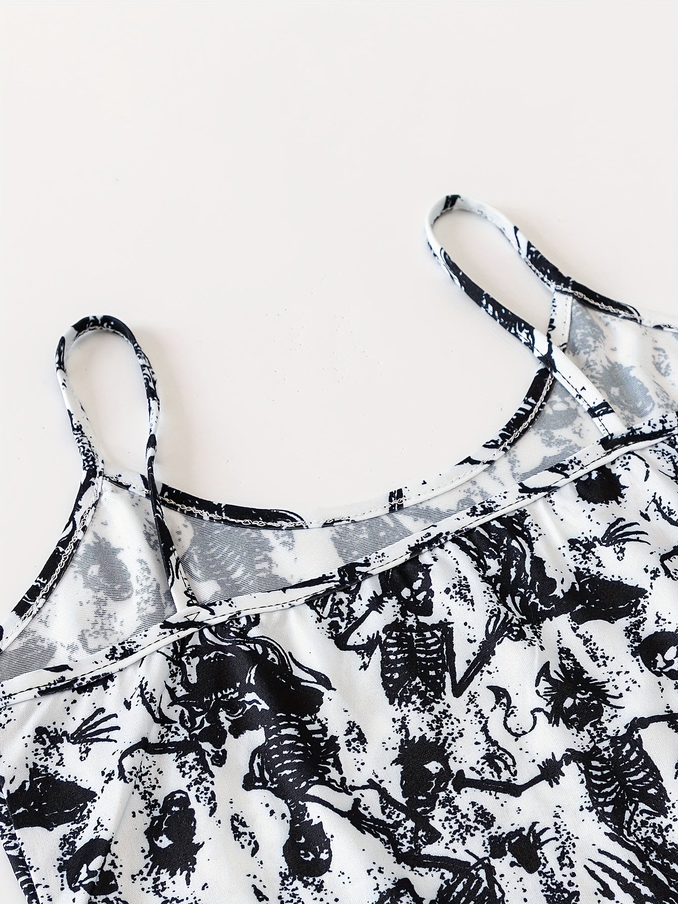 Skull Print Halloween Pajama Set Cami Top & Shorts