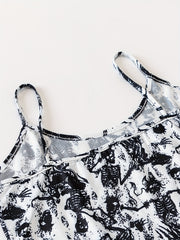 Skull Print Halloween Pajama Set Cami Top & Shorts