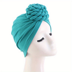 Braided Knotted Turban Cap Head Wrap Bandana Stretchy Beanie Hat