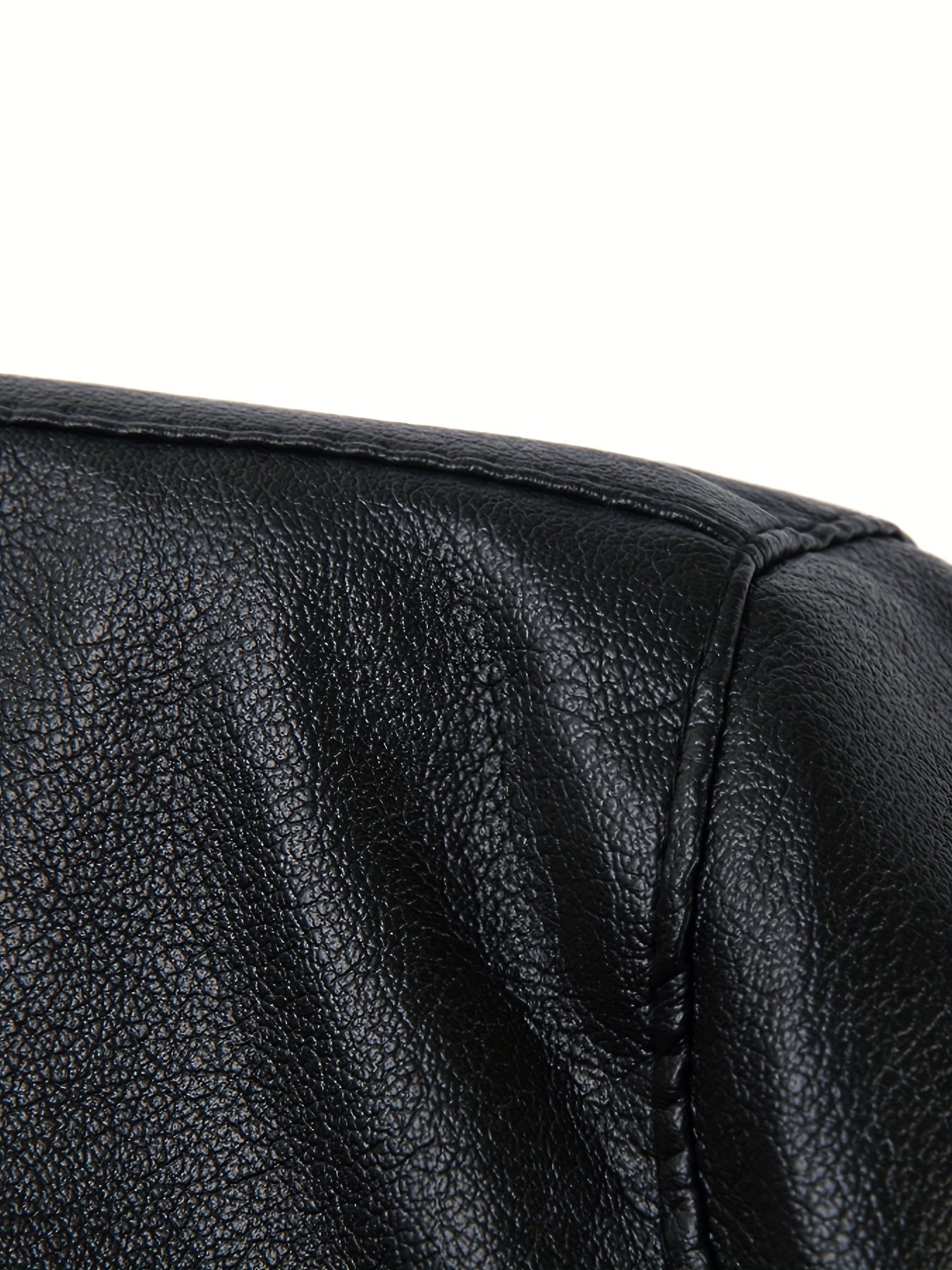 Men's Classic PU Zip Up Faux Leather Jacket for Spring Fall