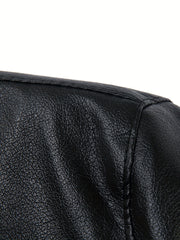 Men's Classic PU Zip Up Faux Leather Jacket for Spring Fall