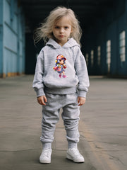 OERYUI Girls Boys Dance Girl Print Hoodies Pants Set For Spring