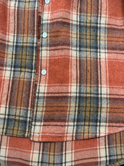  Plaid Print Long Sleeve Button Up Lapel Collar Top