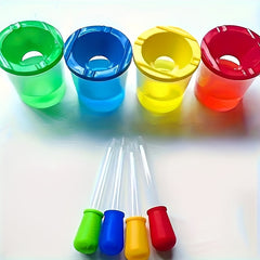8pcs Coloring Set with 4 Spill Proof Cups 4 Droppers Flexible Caps
