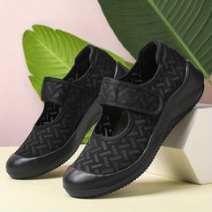 Breathable Women's Walking Shoes with Hook & Loop Fastener