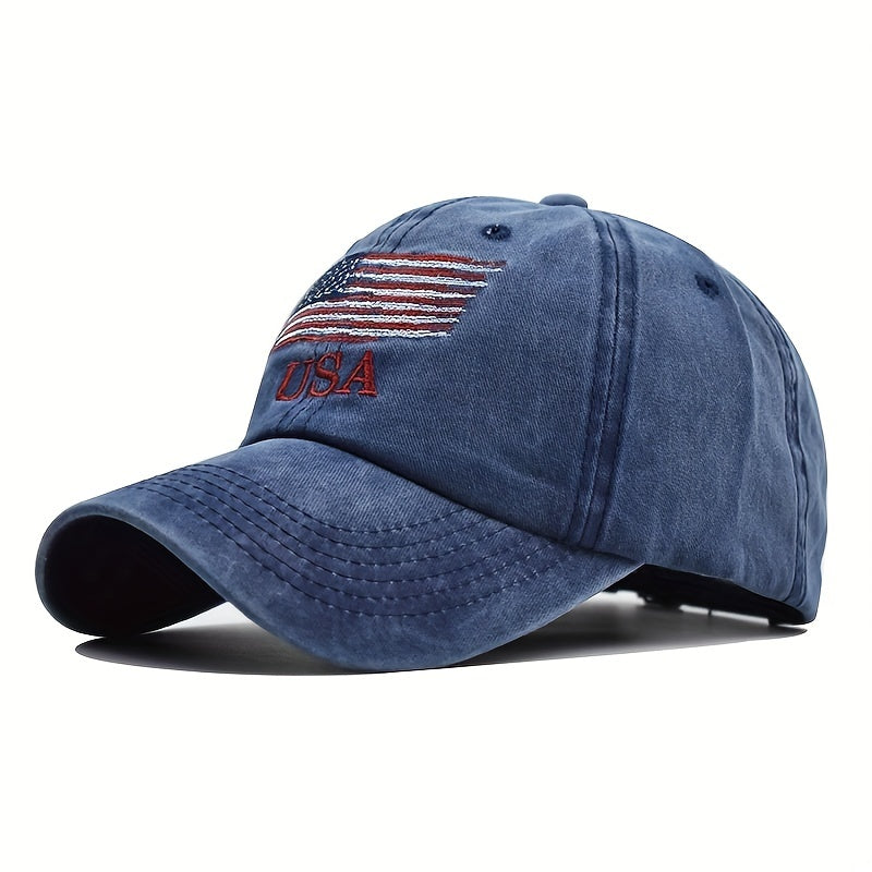 American Flag Embroidered Distressed Cap Dad Hat Sports Cap