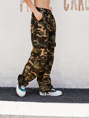  Camo High Rise Wide Leg Cargo Pants