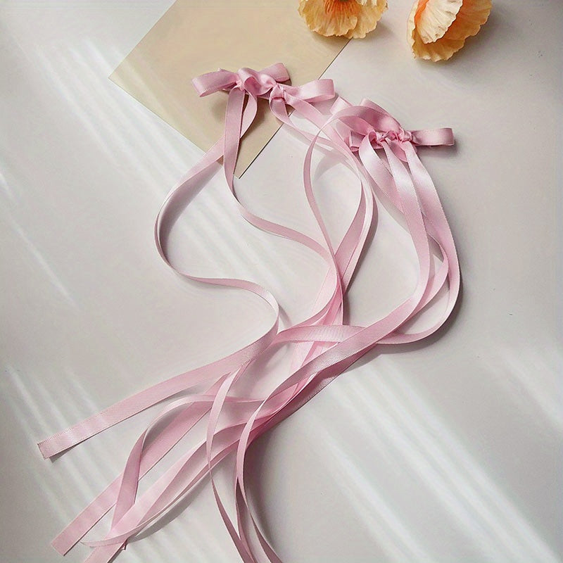 2pcs Ribbon Bow Hair Clip Long Bowknot Duck Billed Clip Sweet Hair Accessories