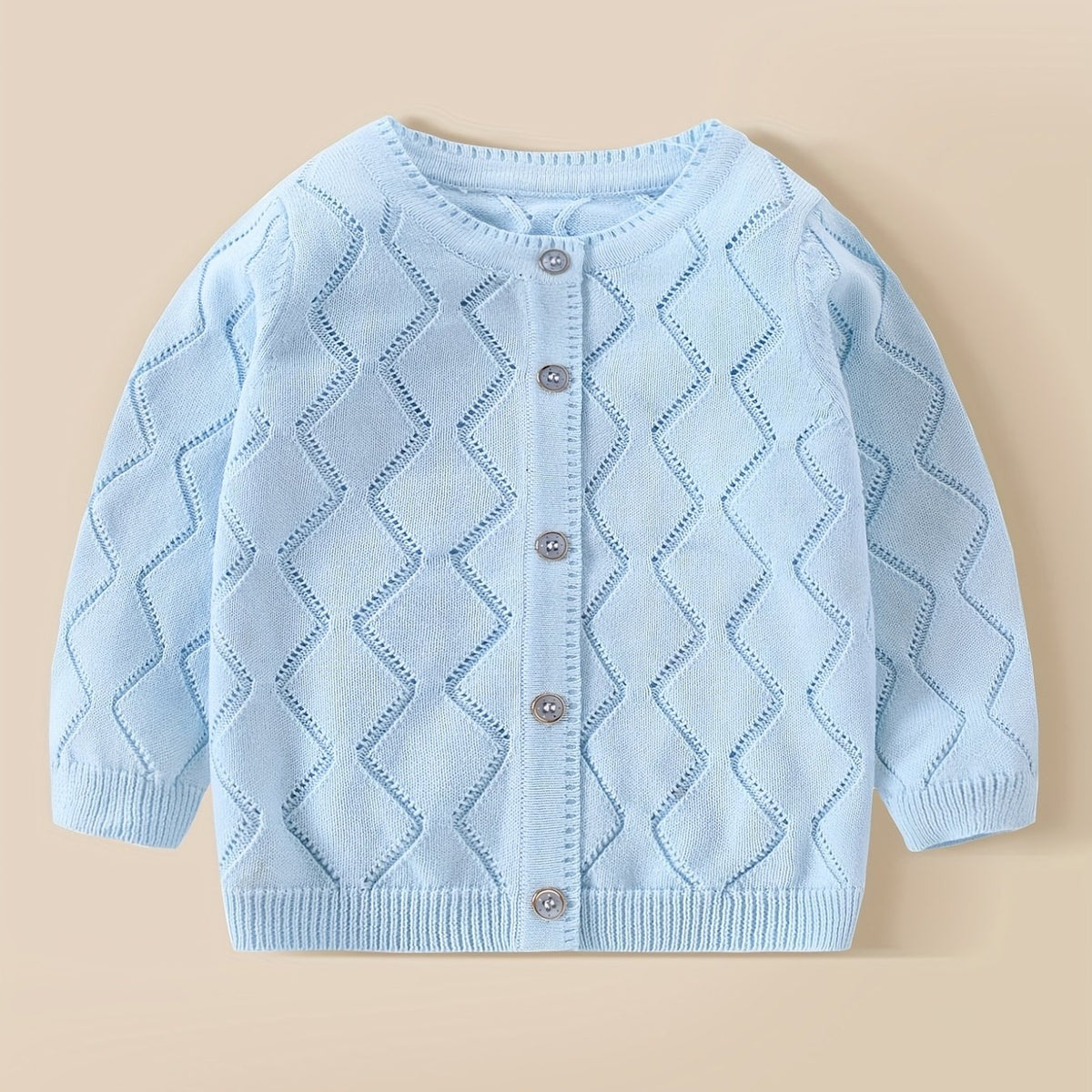 Toddler Baby Knit Cotton Cardigan Button Up Crew Neck Casual Sweater