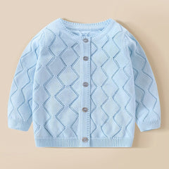 Toddler Baby Knit Cotton Cardigan Button Up Crew Neck Casual Sweater
