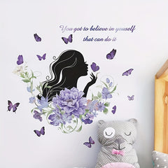 Purple Flower Beauty Wall Decal - Inspirational Quote - Positive Saying