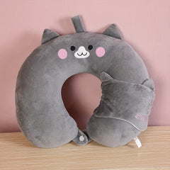 Cartoon Headrest Set with Eye Cover Travel Neck Pillow