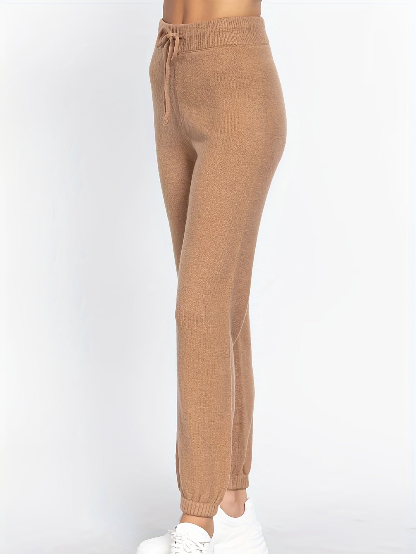  Casual Sweater Pants Women's Plus Solid Elastic Drawstring High Rise