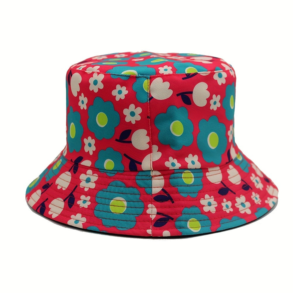Flower Pattern Double Sided Print Sunshade Hat Men's Sun Hat