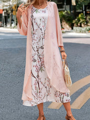  Floral Tank Dress & Cardigan 2 Piece Set
