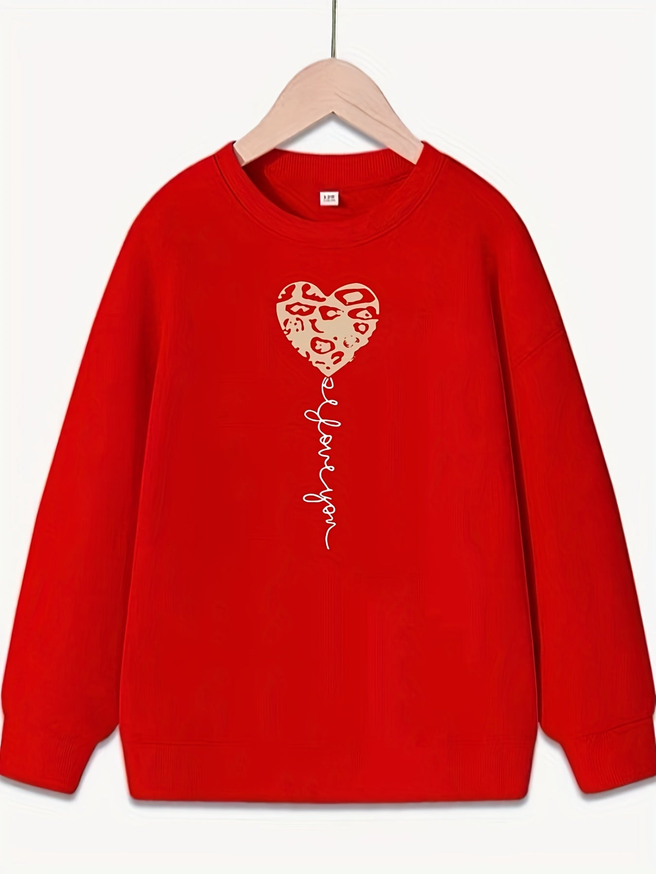 Girls Heart Slogan Crew Neck Sweatshirt Top