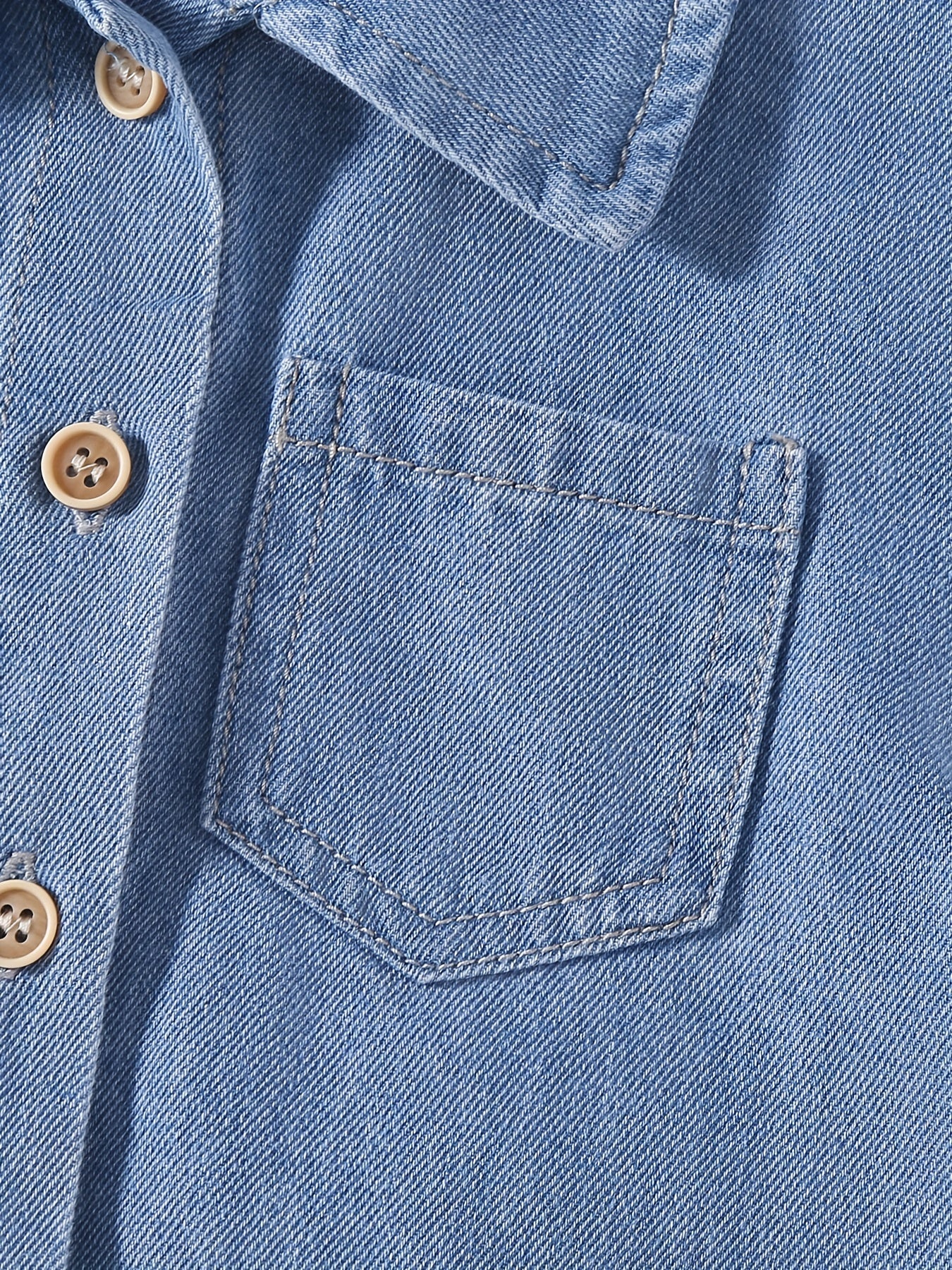 Boys Denim Lapel Shirt Short Sleeve Casual Top