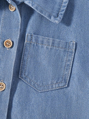 Boys Denim Lapel Shirt Short Sleeve Casual Top