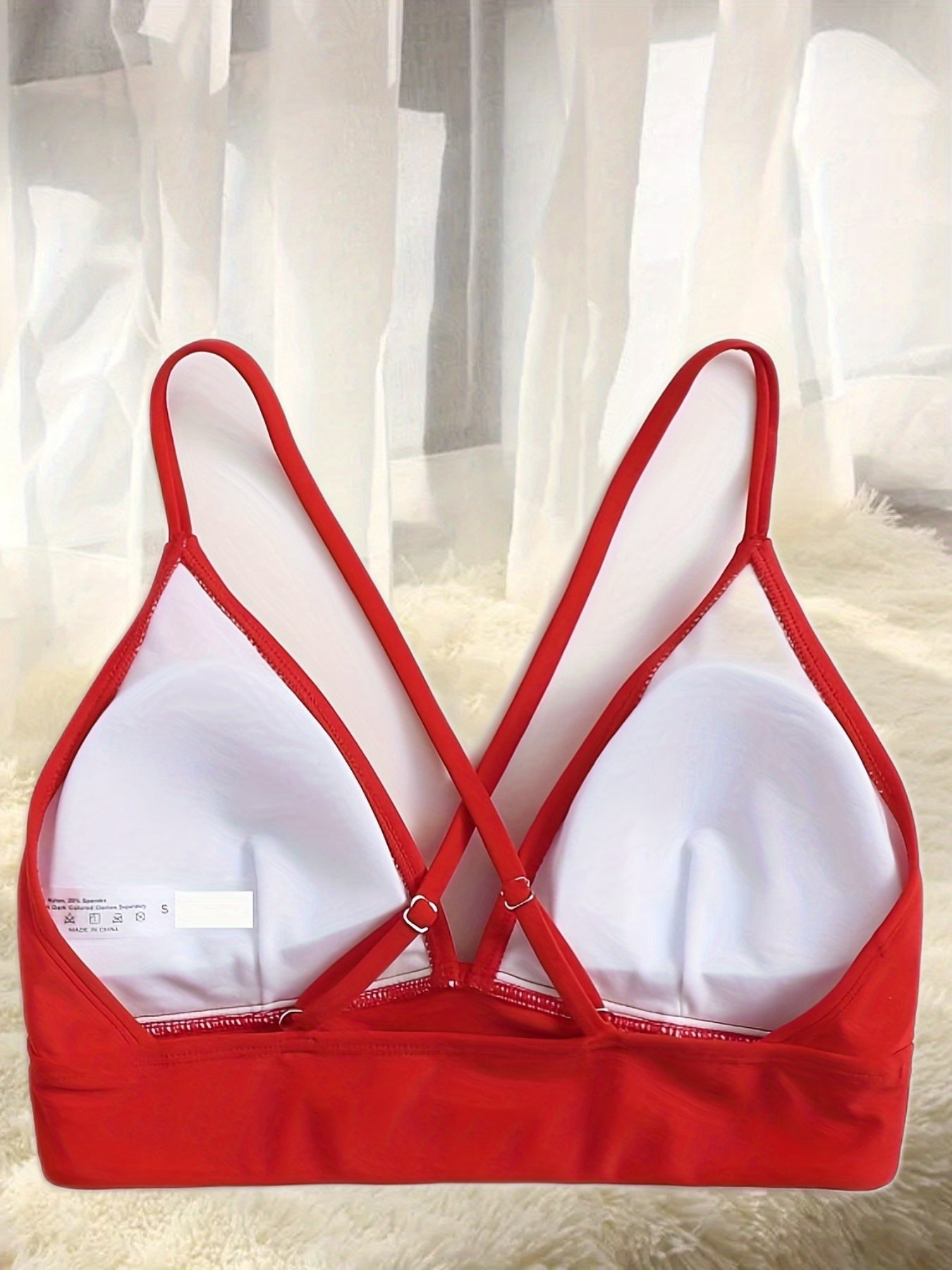 High Strech V Neck Lingerie Bra Solid Swimsuit Top