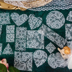 6-Piece Retro DIY Decor Sticker Set with Lace & Love Song Designs