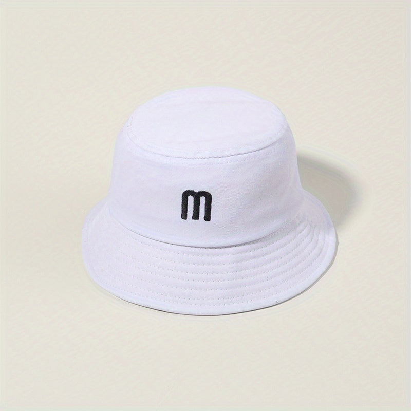 M Embroidery Casual Bucket Hat Fisherman Cap Basin Hats Outdoor Sunscreen