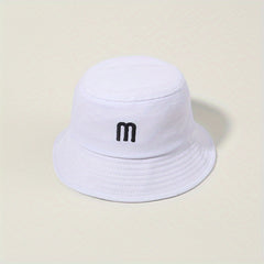 M Embroidery Casual Bucket Hat Fisherman Cap Basin Hats Outdoor Sunscreen