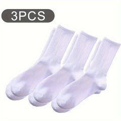 3 Pairs Crew Socks Solid Color All Sports Men Women