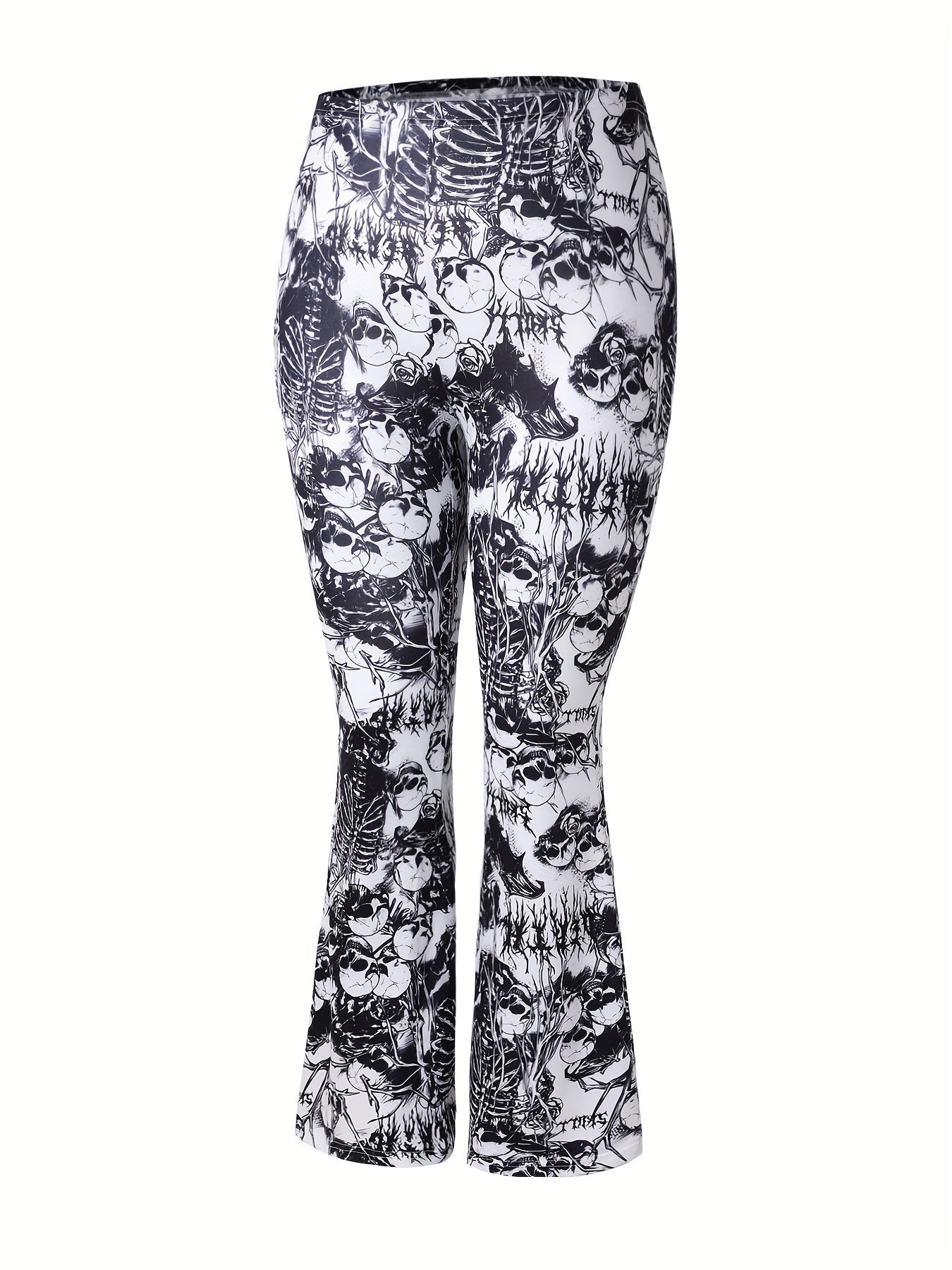 Women's Plus Butterfly Print Stretch Flare Leg Pants