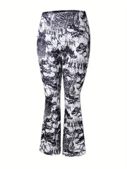 Women's Plus Butterfly Print Stretch Flare Leg Pants