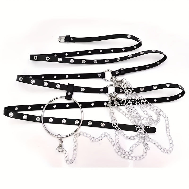 Punk Ring Linked Body Harness Waist Belt Adjustable