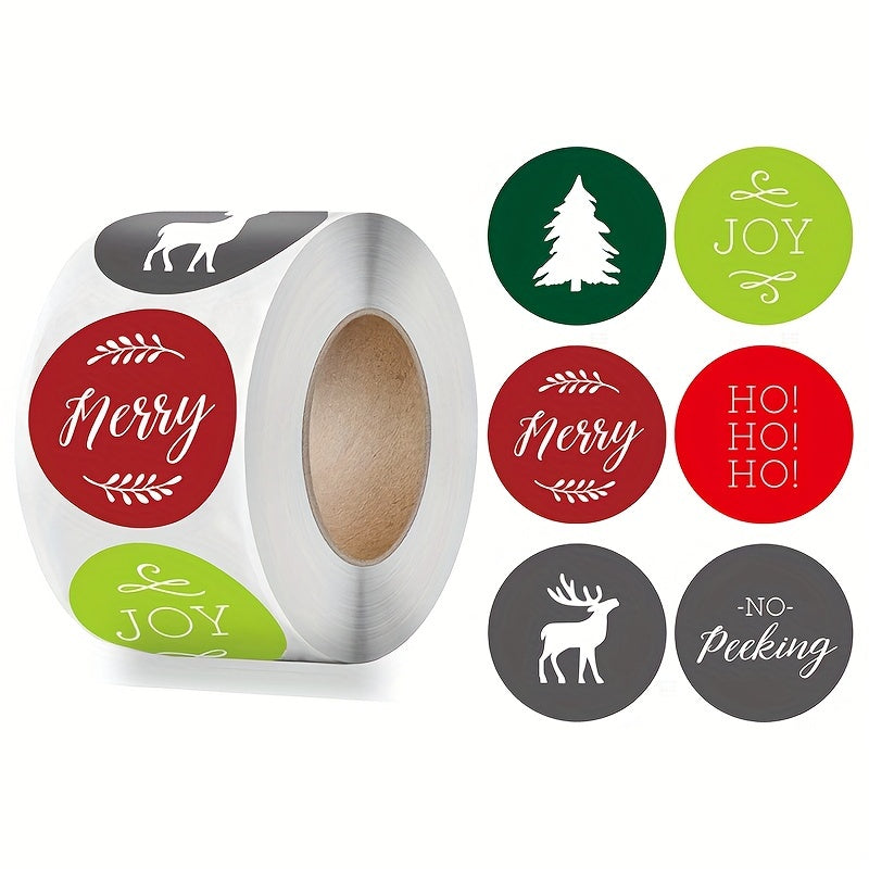 500pcs 1in Christmas Roll Pack Decoration Sticker