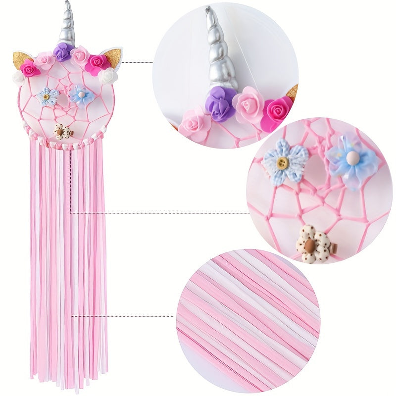 Unicorn Hair Clip Organizer Rainbow Yarn Tassel Bow Holder