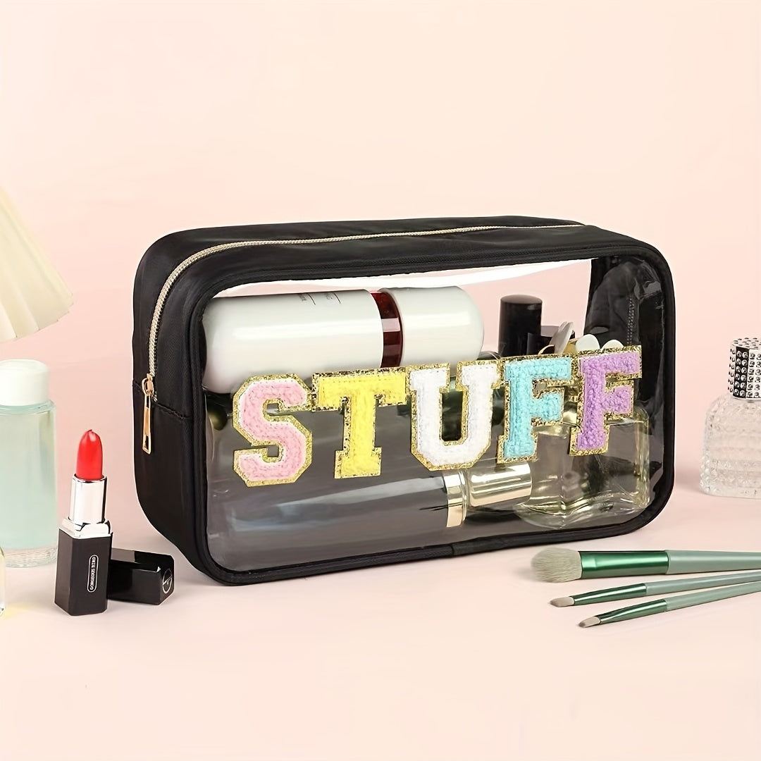Chenille Letter Patched Makeup Bag Portable Cosmetic Bag