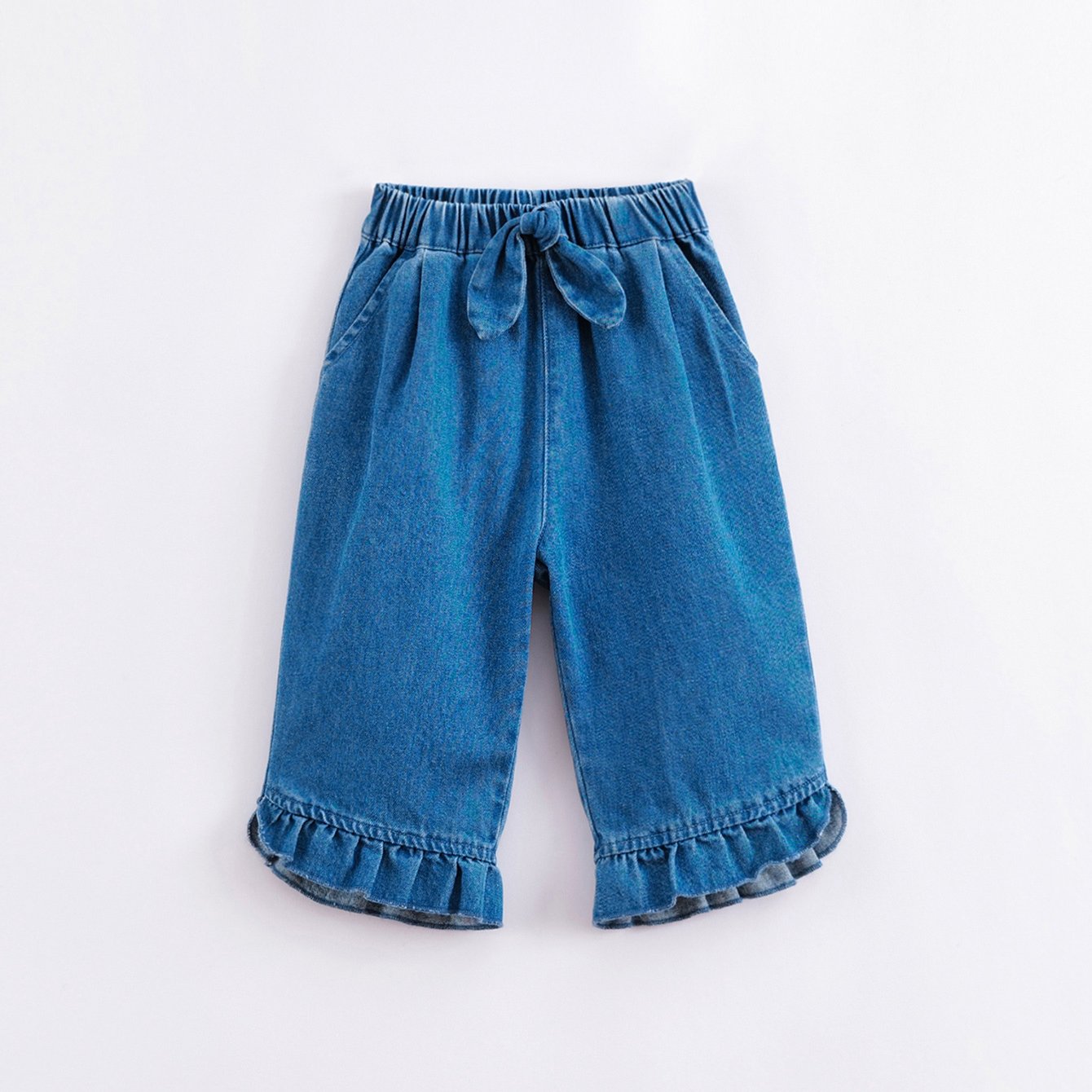 MARC&JANIE Girls Denim Cropped Pants Loose fit Summer Kids Clothes
