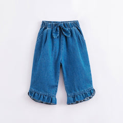 MARC&JANIE Girls Denim Cropped Pants Loose fit Summer Kids Clothes