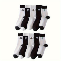 Letter & Bear Print Mid Tube Socks Women's Stockings
