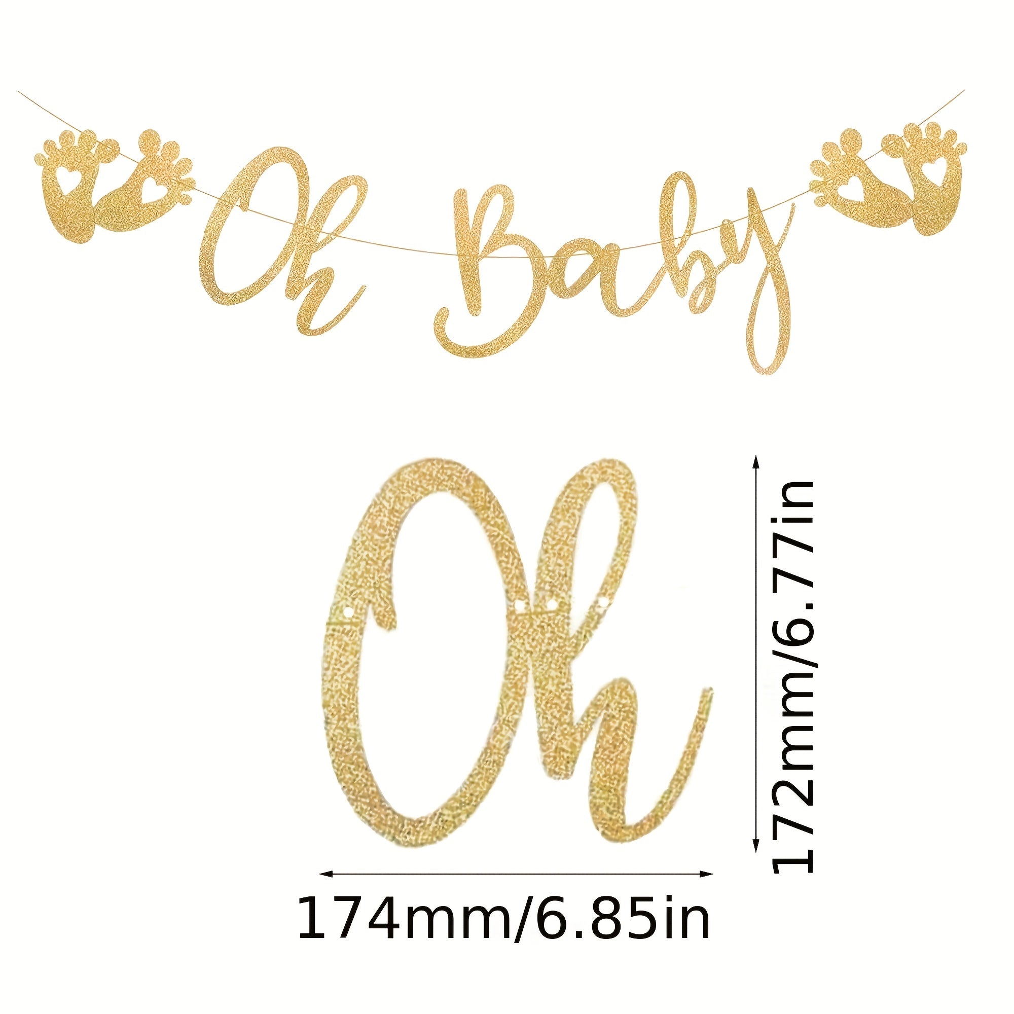 Golden Glitter Baby Shower Photobooth Prop Set