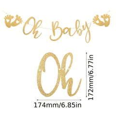 Golden Glitter Baby Shower Photobooth Prop Set