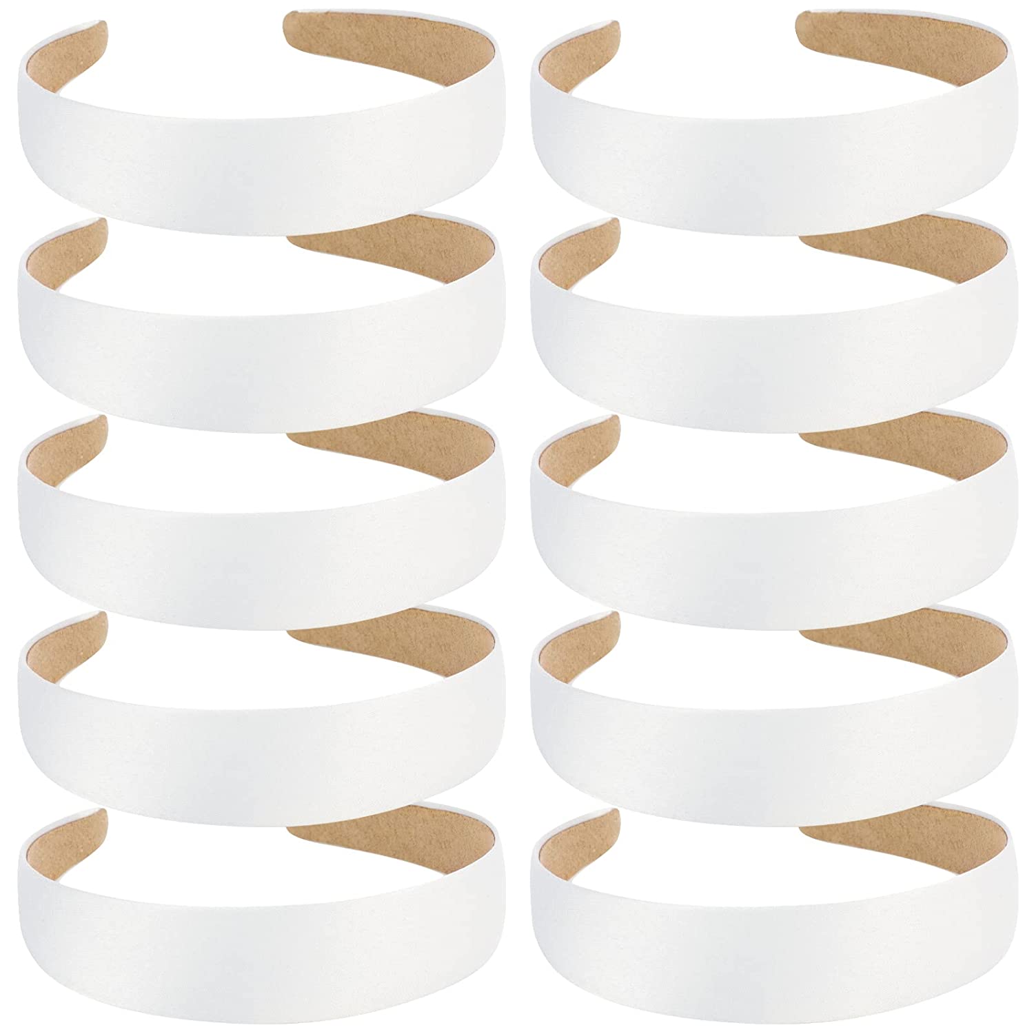 10pcs Satin Hairband Wide Headbands Women Non Slip Plain Head Bands