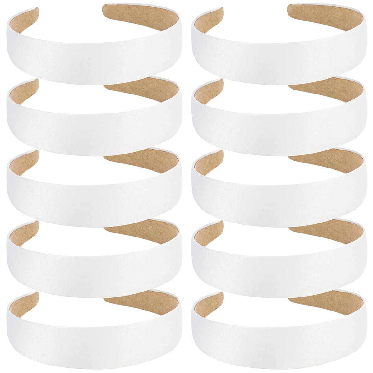 10pcs Satin Hairband Wide Headbands Women Non Slip Plain Head Bands