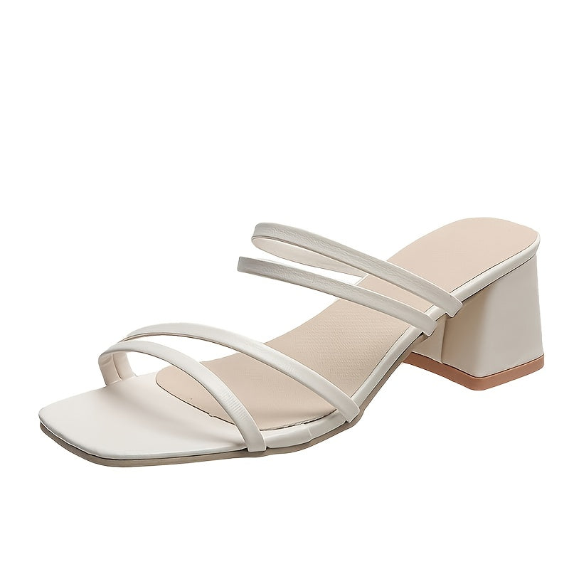 Block Heel Sandals Open Toe Slide Strap Women's Shoes