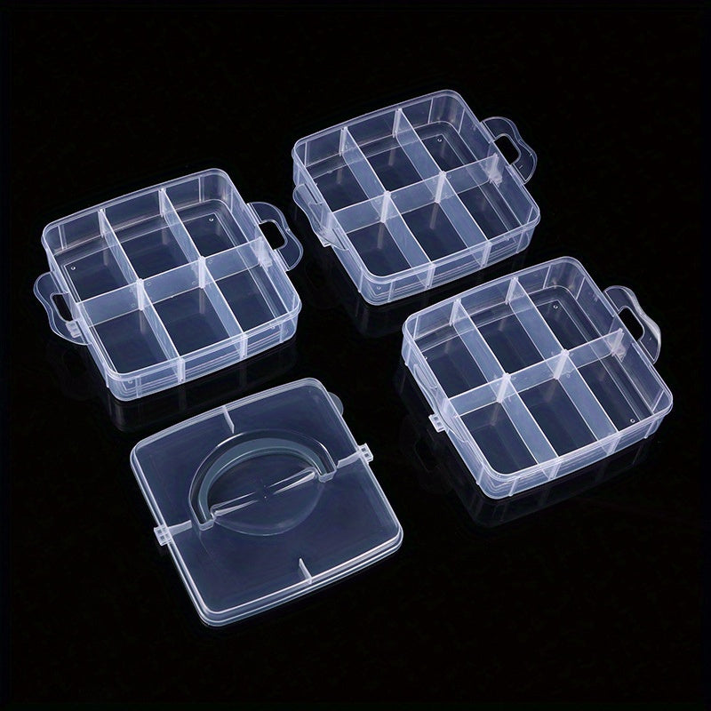 3-Layer Portable Storage Box 18 Grid Clear Plastic Organizer Tool Toy Stackable
