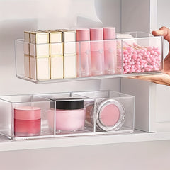 Portable 3 Grids Desktop Storage Box Acrylic Makeup Cotton Holder