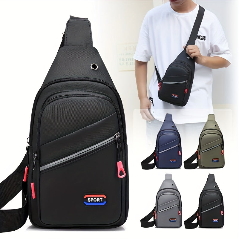 Men's Waterproof Crossbody Bag With Earphone Hole Large Capacity