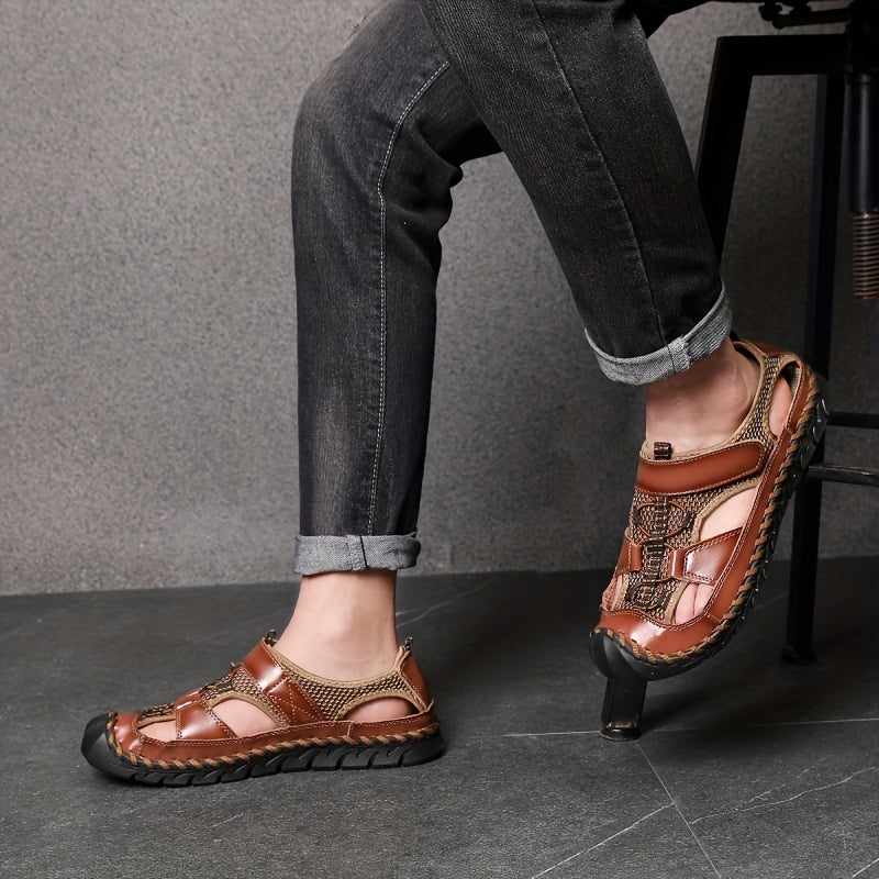Men's Non Slip Hook And Loop Sandals Wear resistant Comfy Beach Shoes Summer