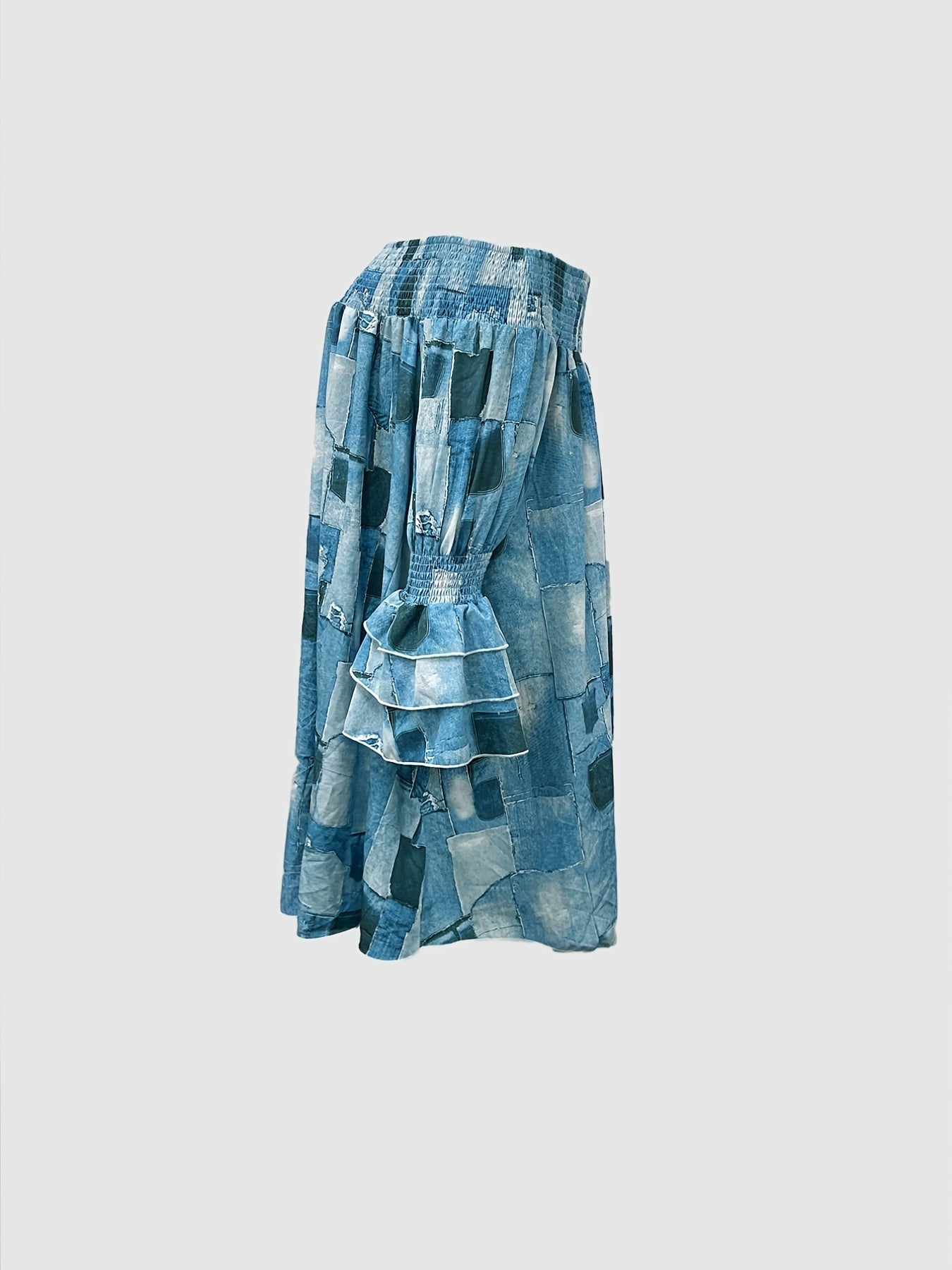  Denim Off Shoulder Midi Dress Women's Plus Casual Loose Fit
